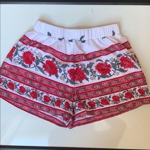 Red flower print Fashion Nova shorts